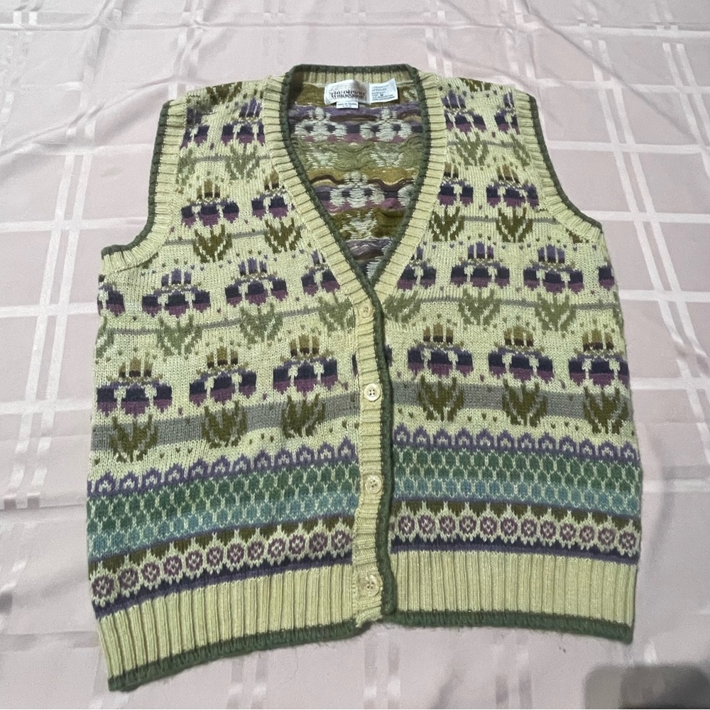 VINTAGE The Import Workshop Vest Flowers sz M HTF